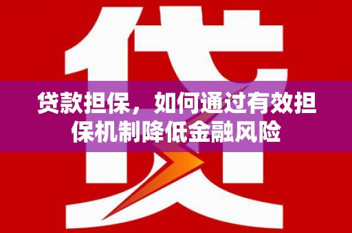 洛南贷款担保，如何通过有效担保机制降低金融风险